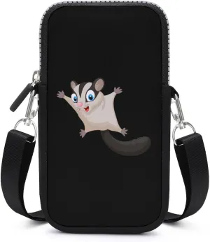 Cute Sugar Glider Small Cell Phone Purse Crossbody Waterproof Mini Bag Wallet with Adjustable Strap