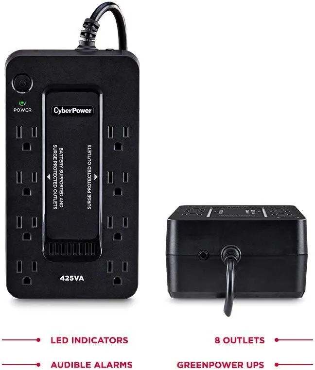 CyberPower ST425 Standby UPS System, 425VA/260W, 8 Outlets, Compact, Black