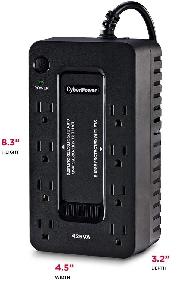 CyberPower ST425 Standby UPS System, 425VA/260W, 8 Outlets, Compact, Black