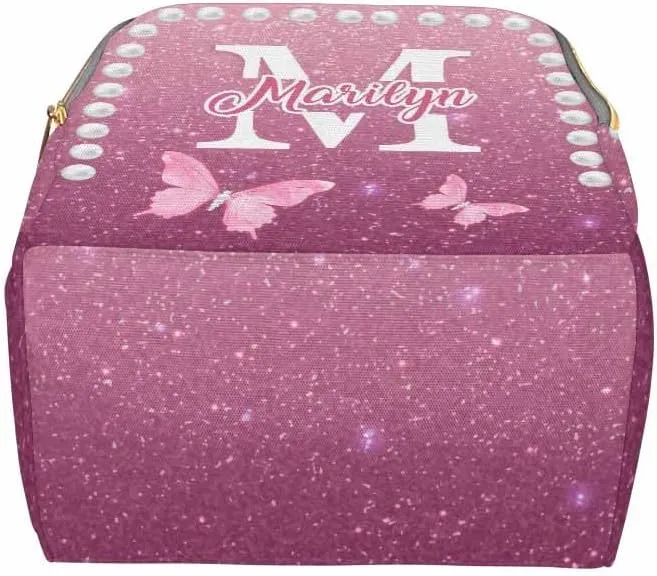 D-Story Customized Diaper Bag Multifunction Diaper Costume Personalized Diaper Bags For Baby Custom Baby Bag Personalized Back Pack Fashion, Colorful Butterfly