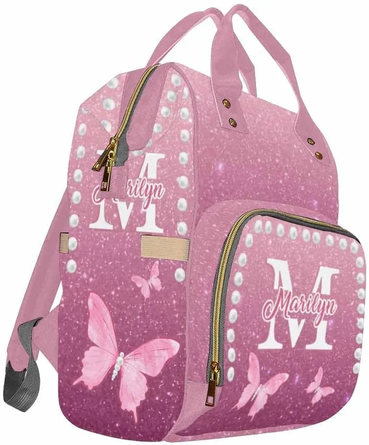 D-Story Customized Diaper Bag Multifunction Diaper Costume Personalized Diaper Bags For Baby Custom Baby Bag Personalized Back Pack Fashion, Colorful Butterfly