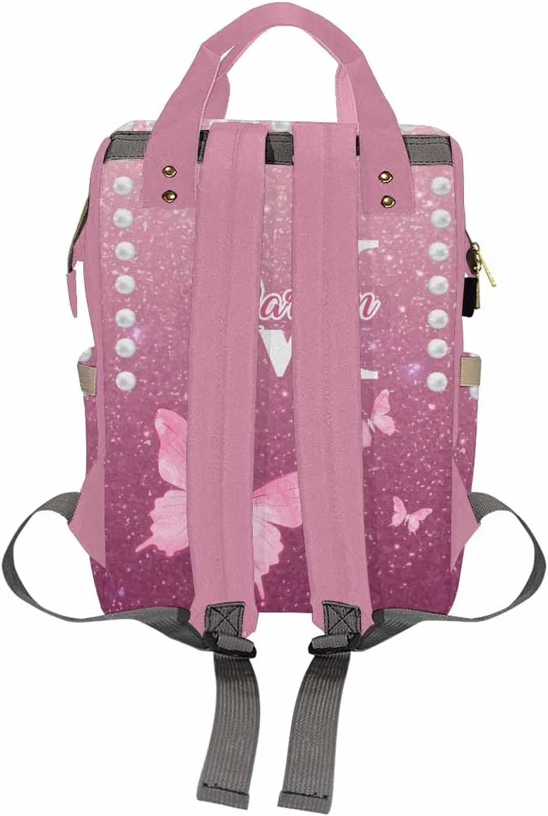 D-Story Customized Diaper Bag Multifunction Diaper Costume Personalized Diaper Bags For Baby Custom Baby Bag Personalized Back Pack Fashion, Colorful Butterfly
