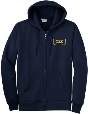 Daylight Sales CSX boxcar Logo Embroidered Zippered Hoodie Sweatshirt [222]