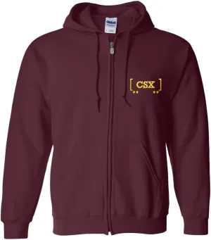 Daylight Sales CSX boxcar Logo Embroidered Zippered Hoodie Sweatshirt [222]