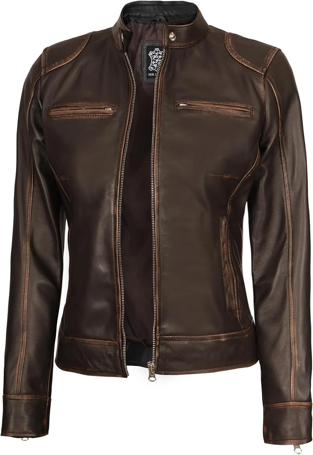 Decrum Leather Jackets For Women - Cafe Racer Style Casual Trending Fashion Womens Leather Jacket