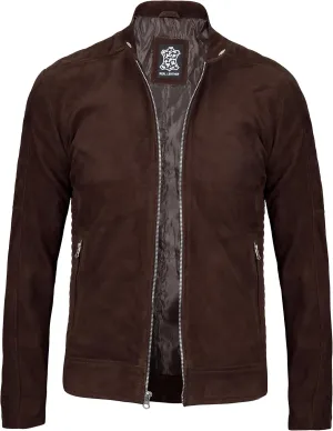 Decrum Leather Suede Jacket Men – Real Lambskin Brown & Black Leather Jacket Men Casual