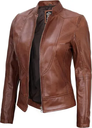 Decrum Womens Leather Jacket - Real Lambskin Stylish Leather Jackets For Women