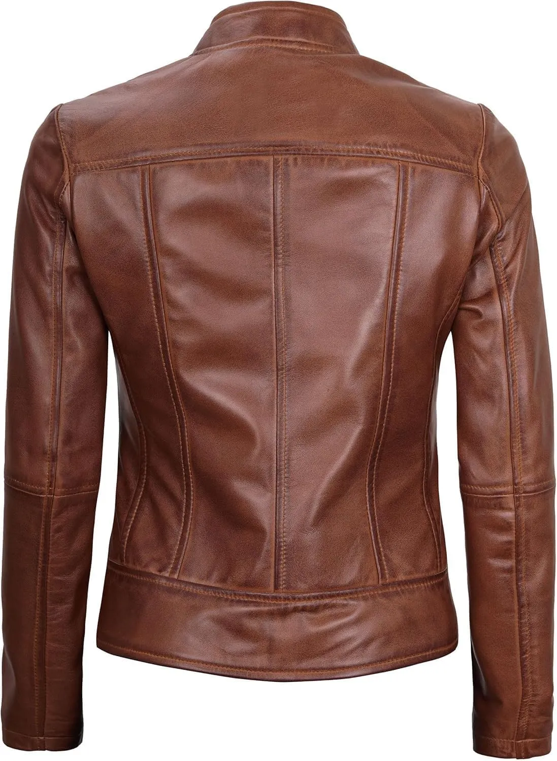 Decrum Womens Leather Jacket - Real Lambskin Stylish Leather Jackets For Women
