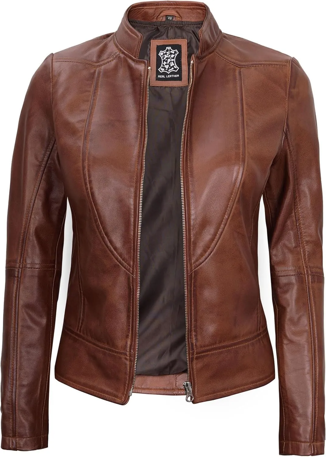 Decrum Womens Leather Jacket - Real Lambskin Stylish Leather Jackets For Women