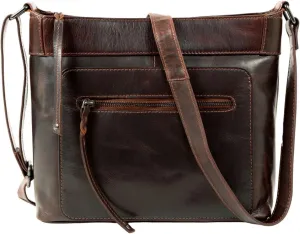 Delaney Concealed Carry Crossbody Purse Leather Handbag with Locking Gun Compartment and Adjustable Strap
