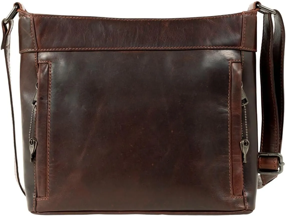 Delaney Concealed Carry Crossbody Purse Leather Handbag with Locking Gun Compartment and Adjustable Strap