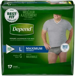 Depend Fit-Flex Underwear for Men Large Maximum Absorbency - (Pack of 4)
