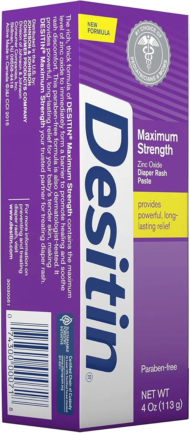 DESITIN Maximum Strength Diaper Rash Paste 4 oz (Pack of 4)