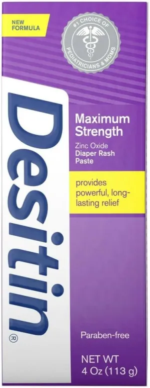 DESITIN Maximum Strength Diaper Rash Paste 4 oz (Pack of 4)