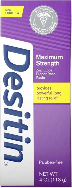 Desitin Maximum Strength Zinc Oxide Diaper Rash Paste, 4 Ounce (Pack of 3)