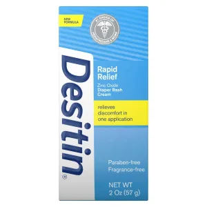 Desitin Rapid Relief Creamy Zinc Oxide Diaper Rash Cream, 2 Ounce (Pack of 3)