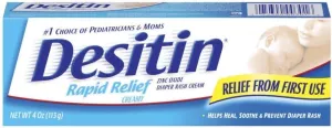 DESITIN Rapid Relief Zinc Oxide Diaper Rash Cream 4 oz ( Pack of 6)