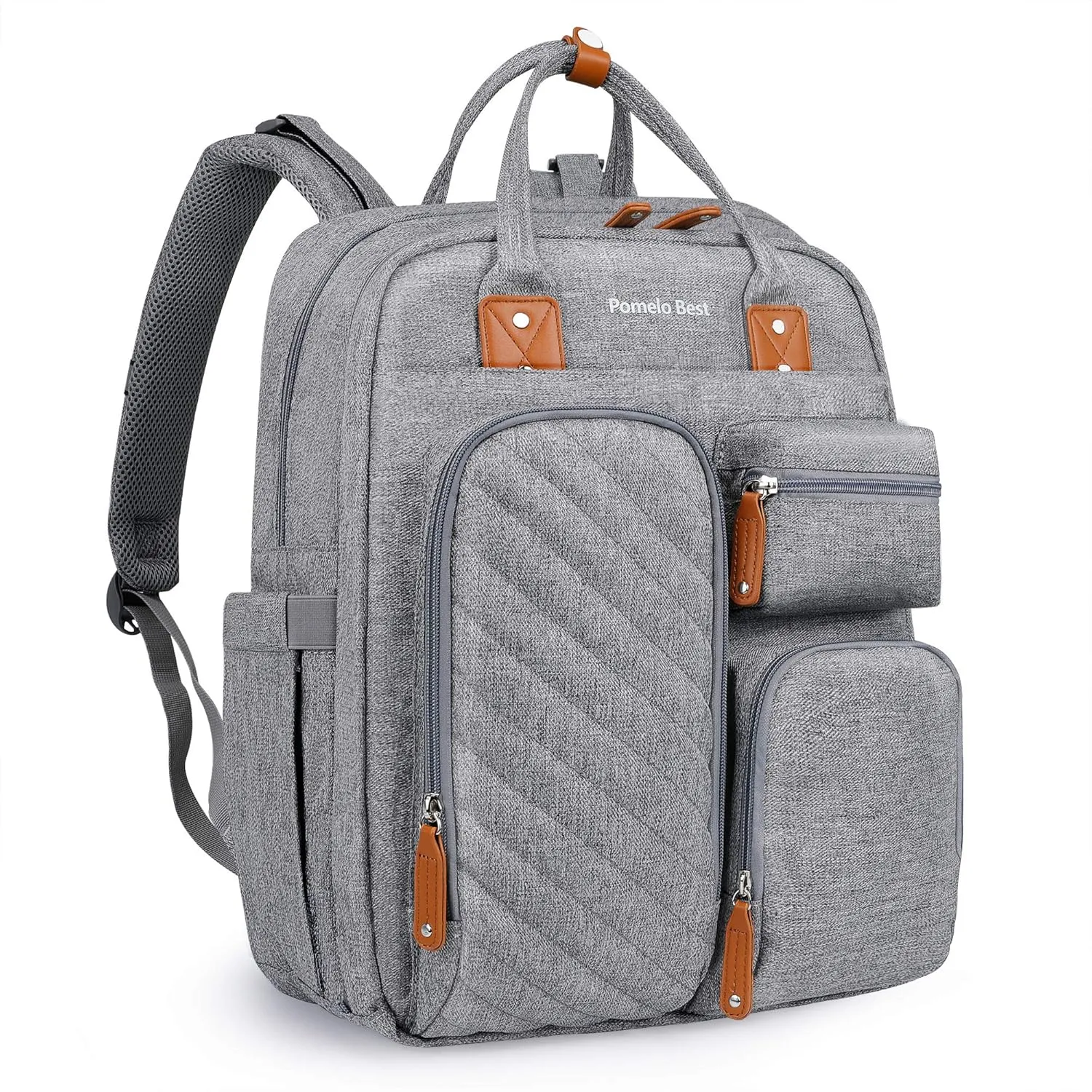 Diaper Bag Backpack, Large Capacity Baby Diaper Backpack with Tons of Pockets, Built-in Stroller Straps and Changing Pad, Multi function Waterproof Diaper Bag (Austere Gray)