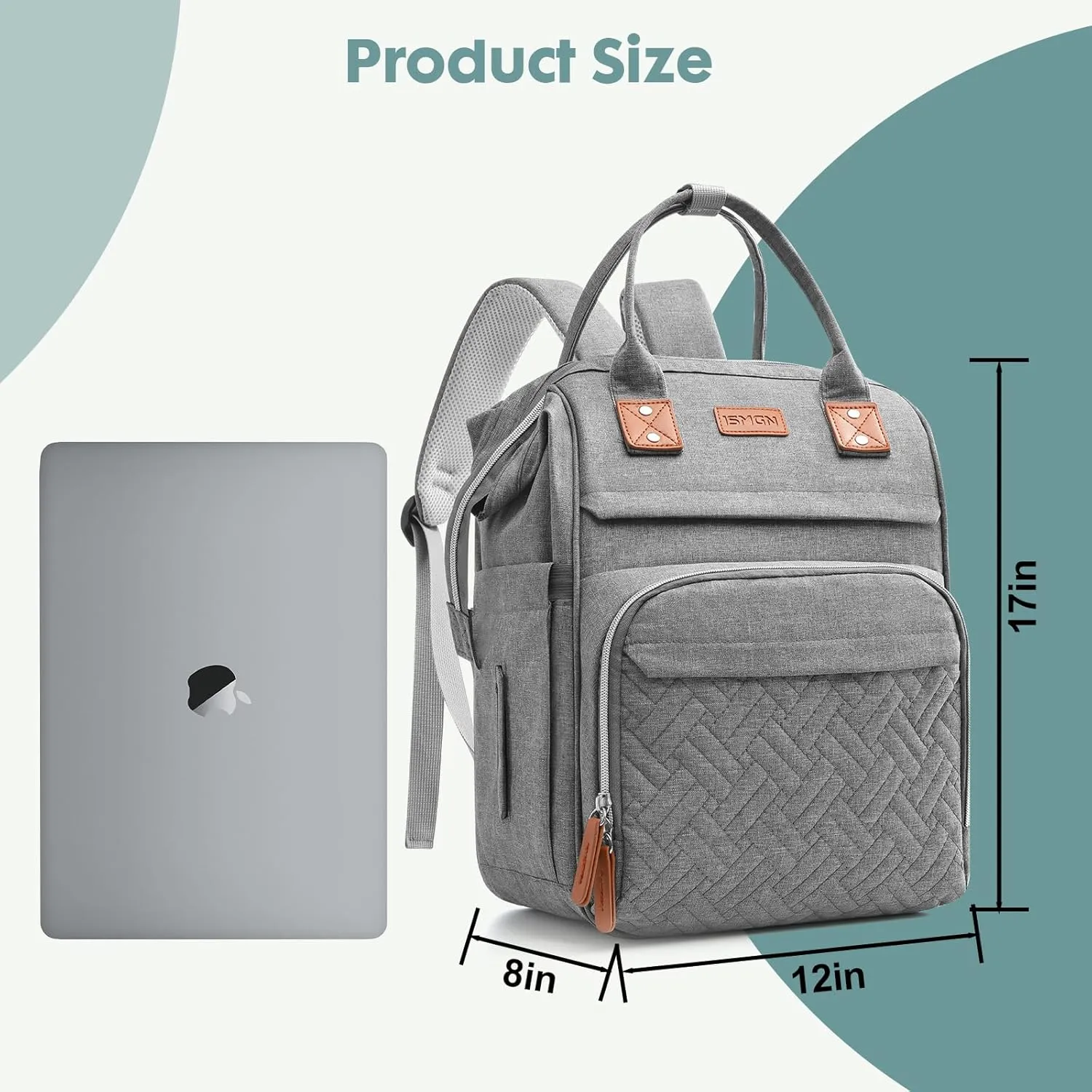 Diaper Bag Backpack, Large Diaper Bag, Multifunctional Diaper Bag, Baby Bag, Gray