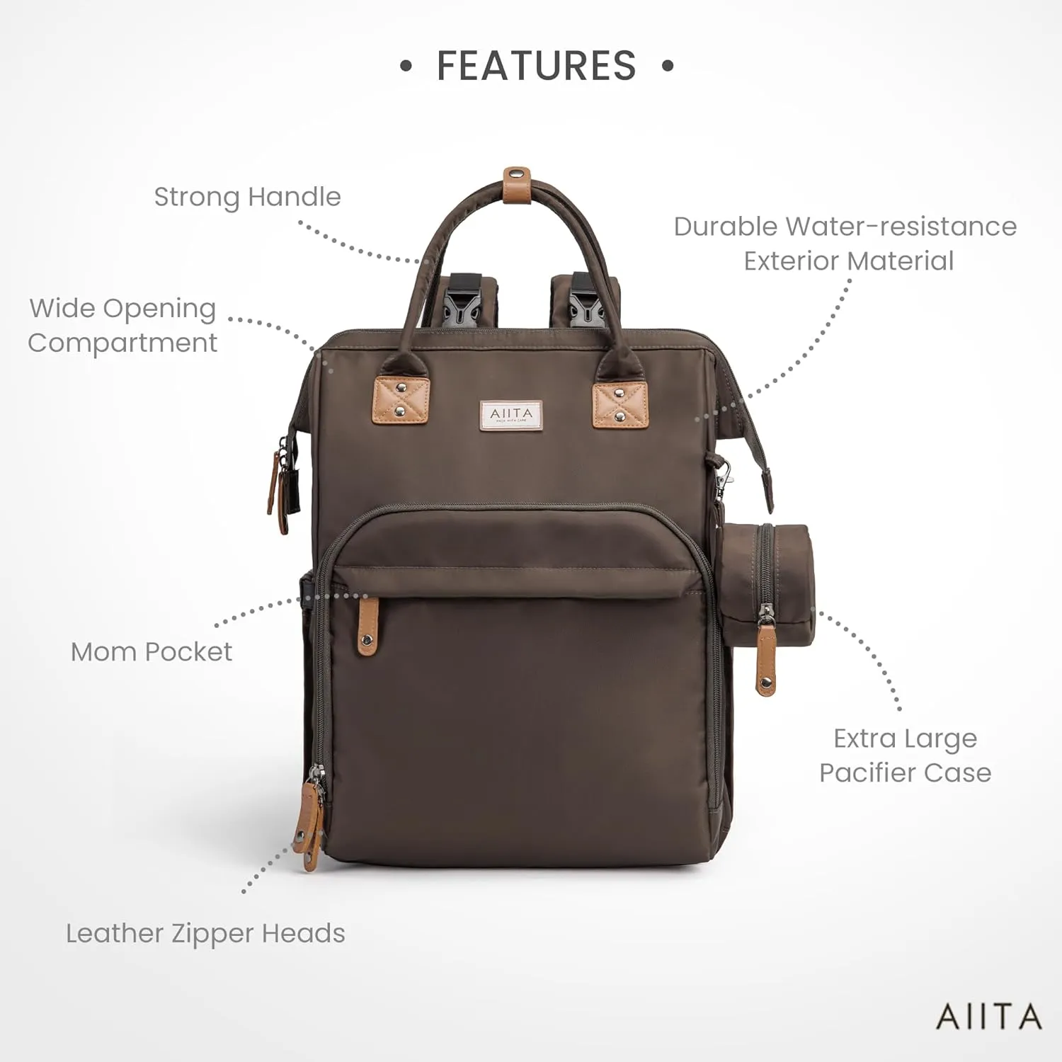 Diaper Bag Backpack, Multifunction Diaper Bag with Changing Station, Stylish Baby Bags, Large Unisex Diaper Backpack for Mom and Dad, Baby Registry Search, Portable Changing Pad – Black Brown