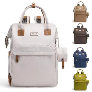 Diaper Bag Backpack, Multifunction Diaper Bag with Changing Station, Stylish Baby Bags, Large Unisex Diaper Backpack for Mom and Dad, Baby Registry Search, Portable Changing Pad – White Beige