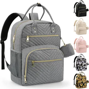 Diaper Bag Backpack,Baby Essentials Diapers Bag with Pacifier Case,Multipurpose Stylish Large Capacity Travel Backpack for Baby Girl/Boy(M-Gray)