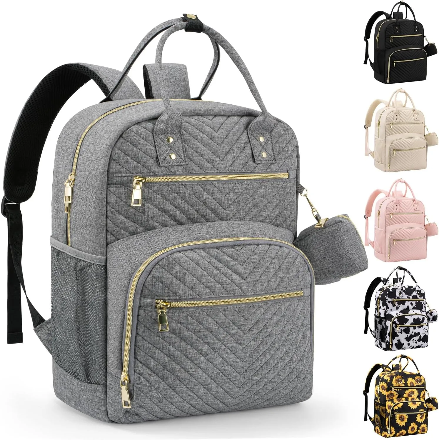 Diaper Bag Backpack,Baby Essentials Diapers Bag with Pacifier Case,Multipurpose Stylish Large Capacity Travel Backpack for Baby Girl/Boy(M-Gray)