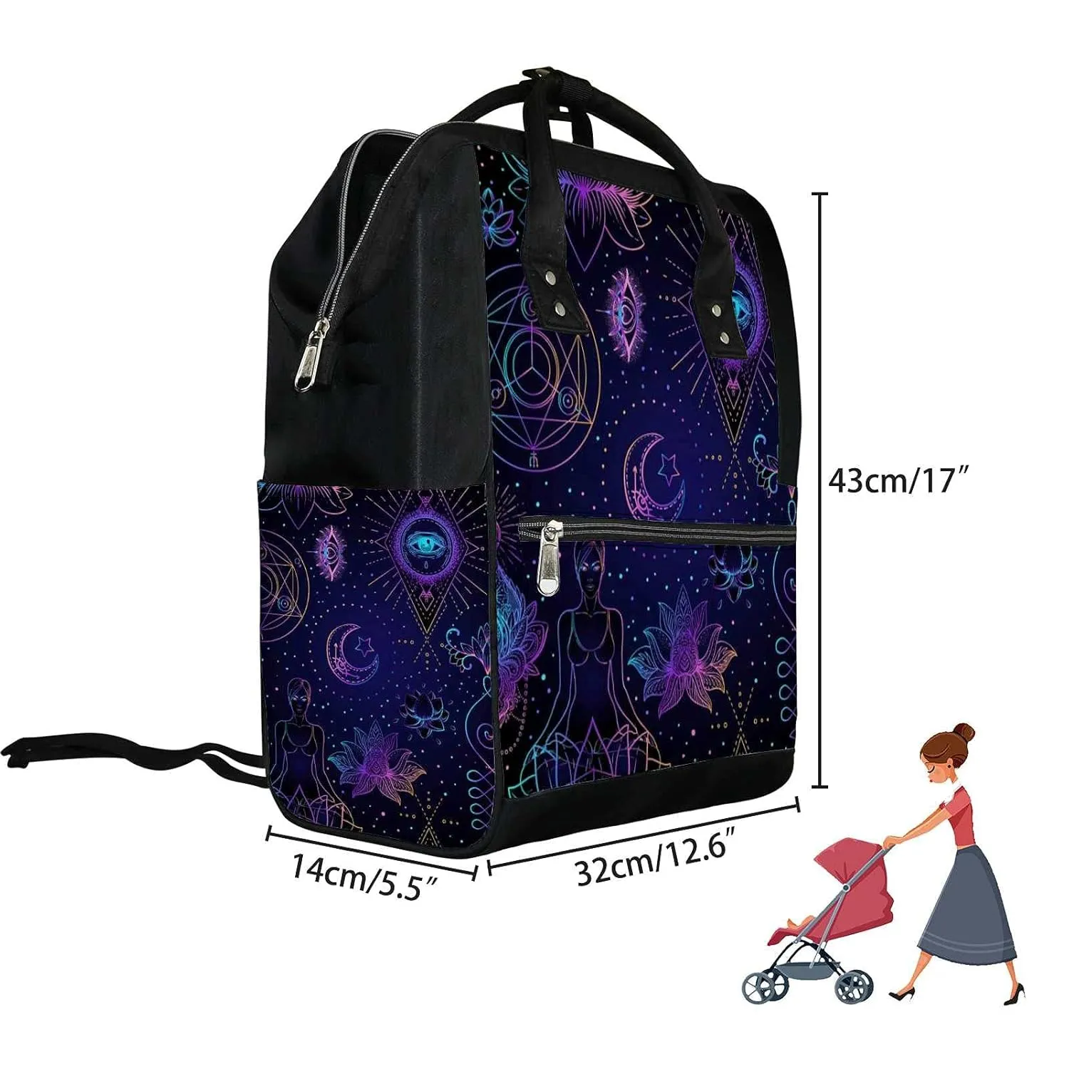 Diaper Bag Mummy Backpack Wisdom Constellation Yoga Blue Multifunction Baby Nappy Bag Large Capacity Nursing Bags Waterproof Travel Backpack