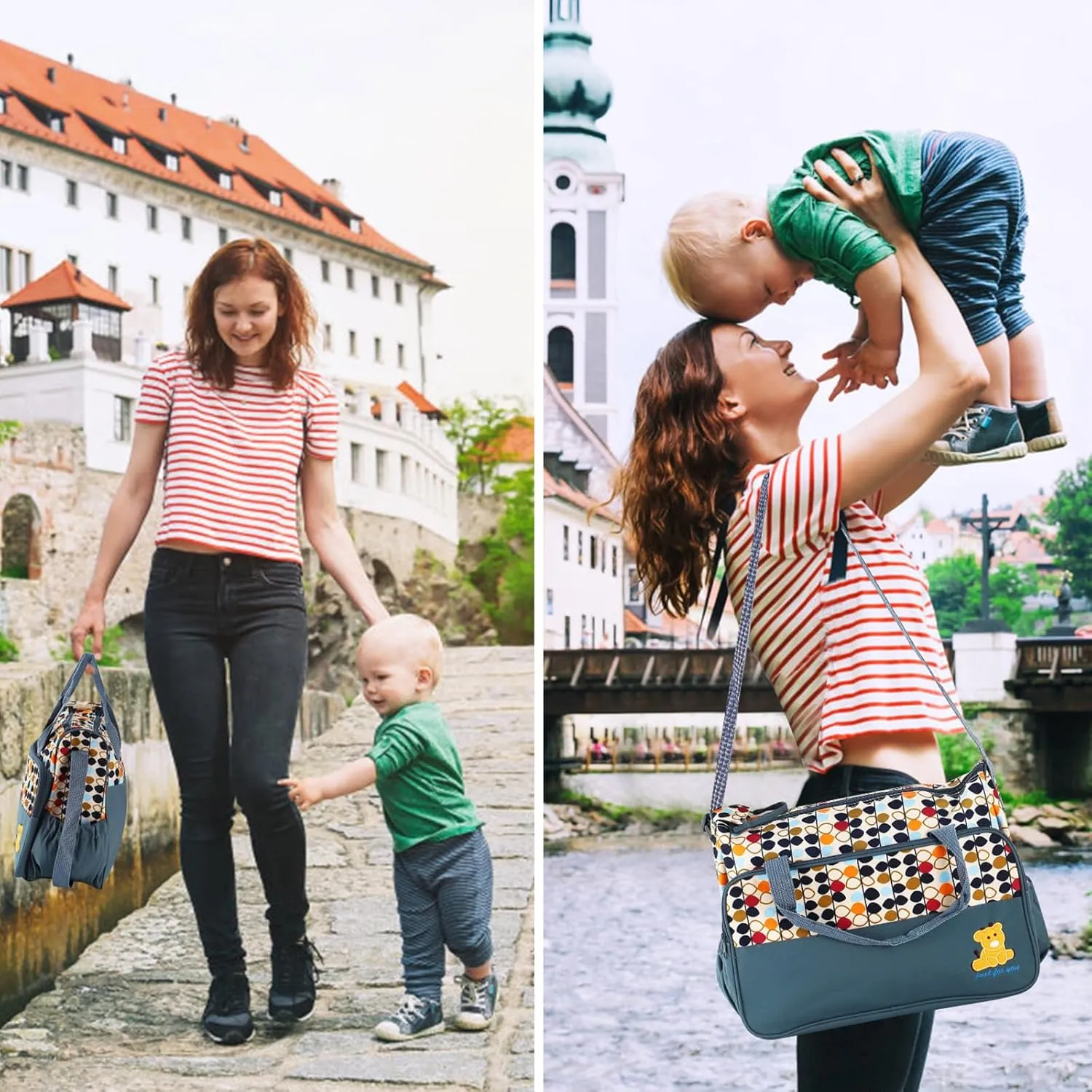 Diaper Bag Tote Set,5PCS Diaper Bags for Baby Girl Travel Diaper Tote Multifunctional Diaper Changing Bags