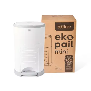 Diaper Dekor EKO Mini Diaper Pail, White | ONLY Eco-Friendly Diaper Pail Made with 70% Recycled Materials | Hands-Free: Step–Drop–Done | Cost-Effective Refill System