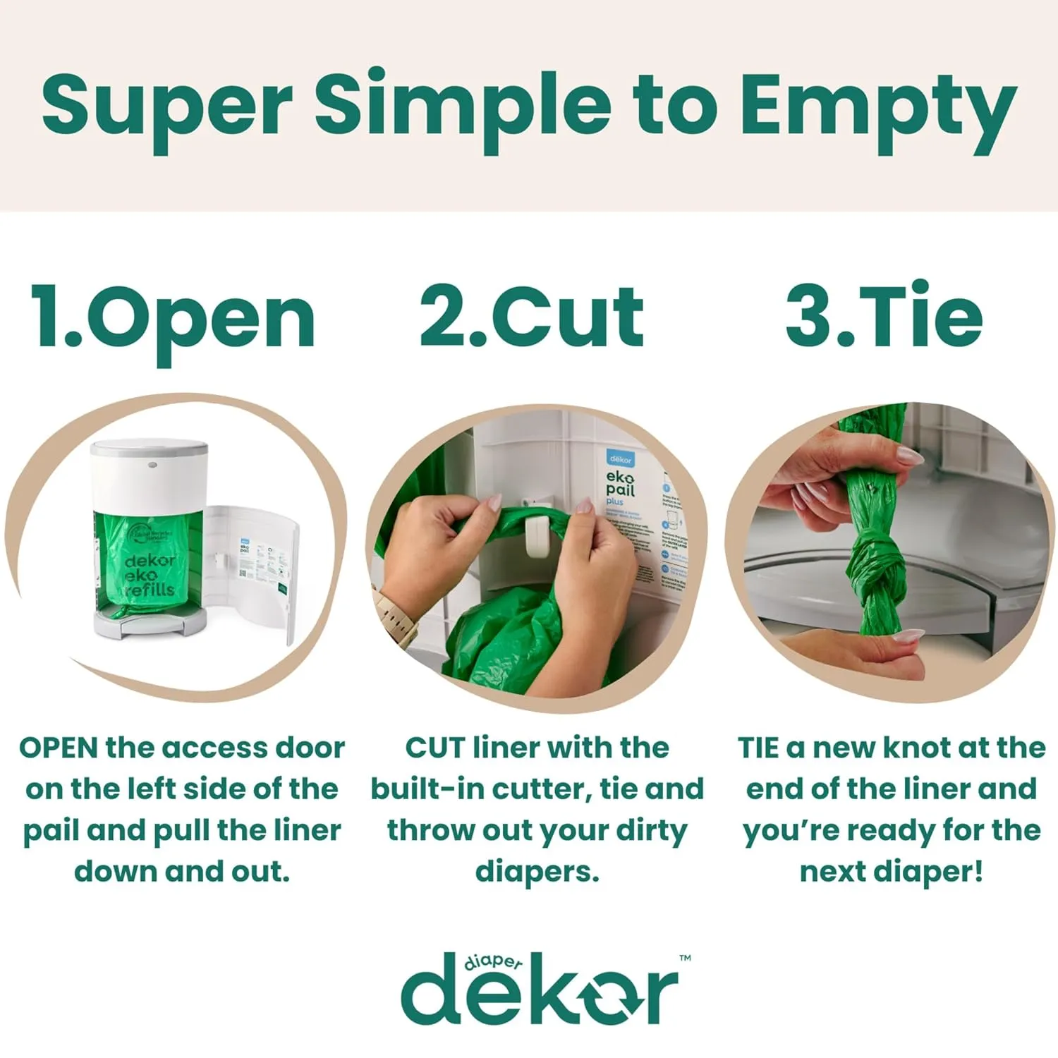 Diaper Dekor EKO Mini Diaper Pail, White | ONLY Eco-Friendly Diaper Pail Made with 70% Recycled Materials | Hands-Free: Step–Drop–Done | Cost-Effective Refill System