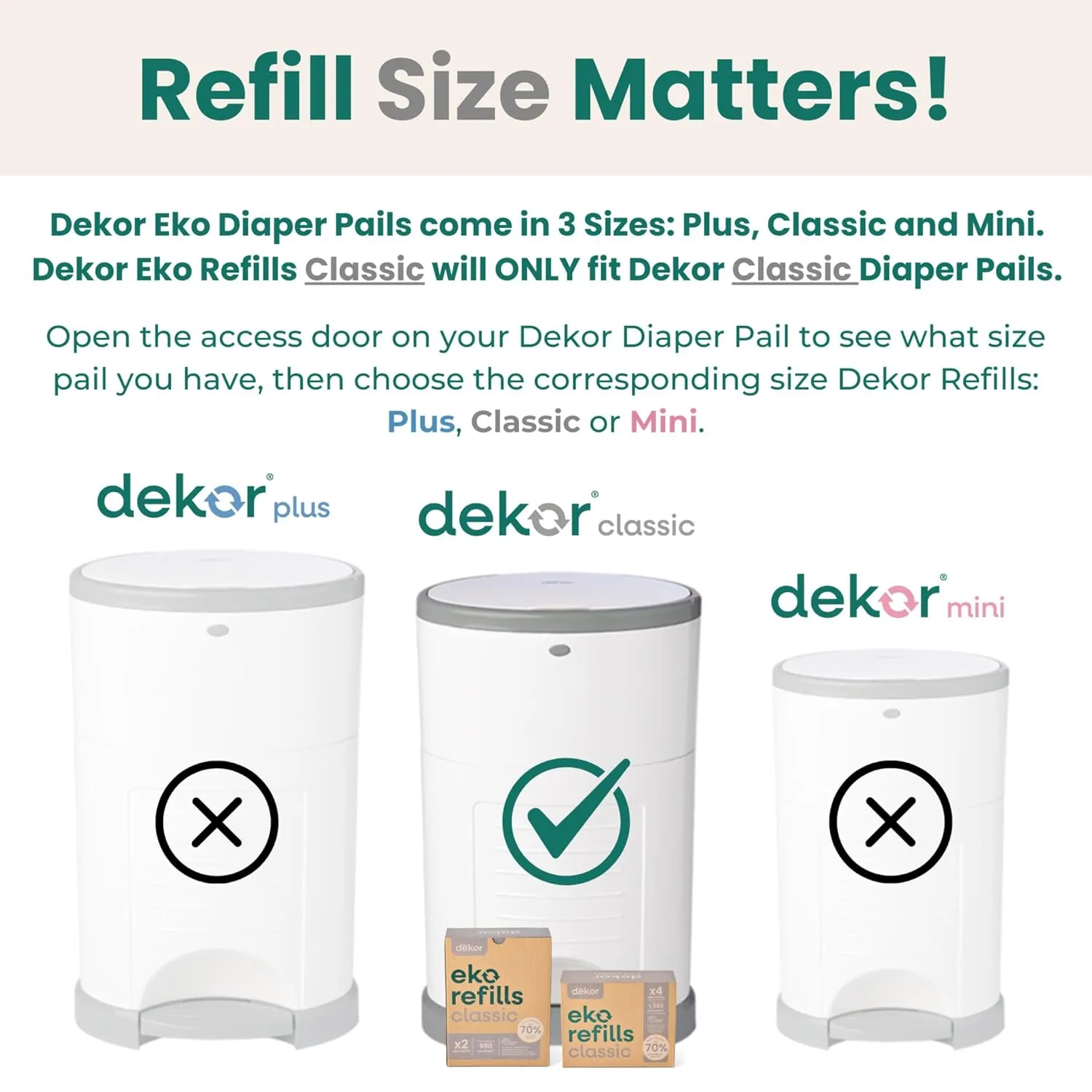 Diaper Dekor Pail Refills for Classic Original & Eko Diaper Pails, 2 Pack Unscented| Extra Thick Refills Made With 70% Recycled Materials