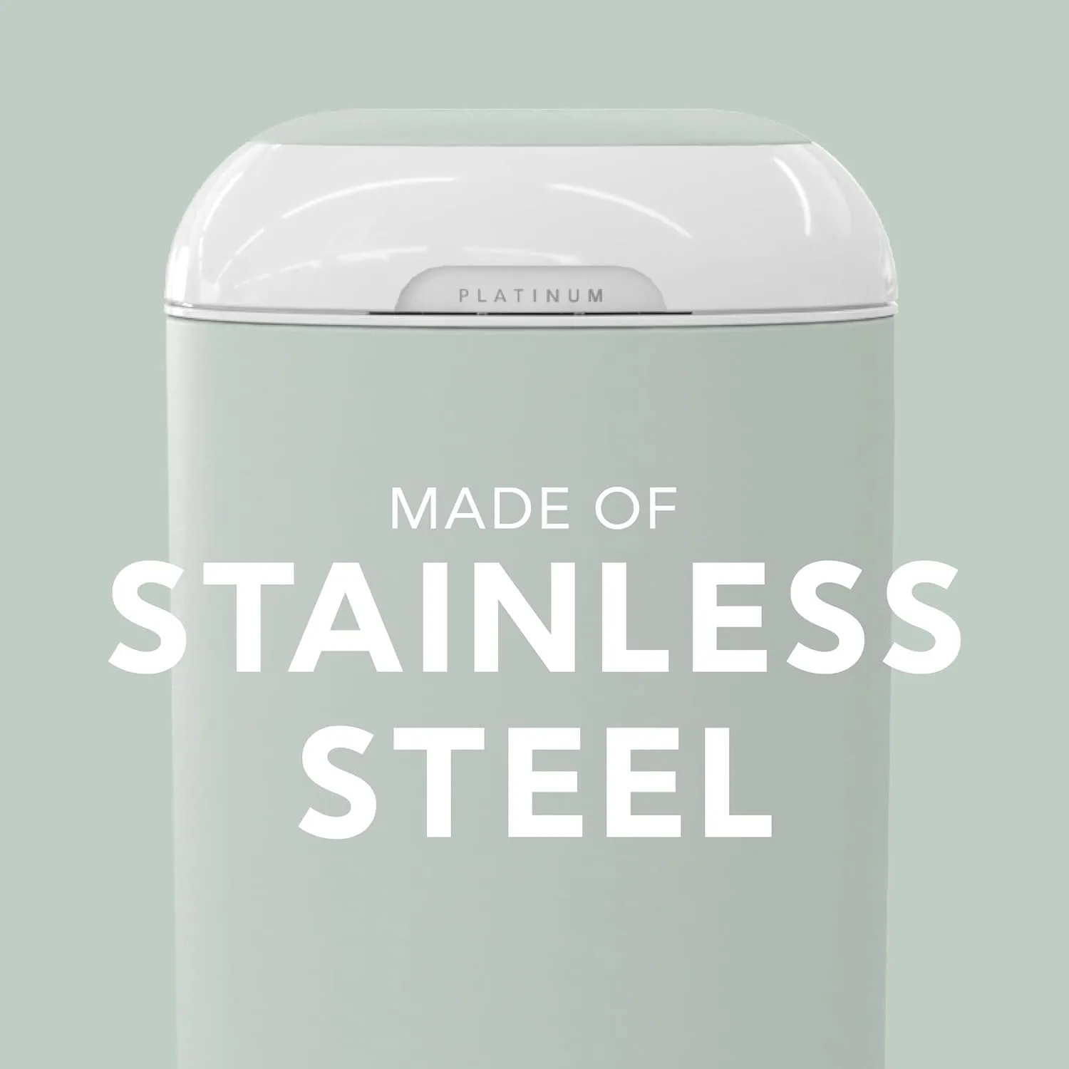 Diaper Genie Platinum Pail (Sage Green) is Made in Durable Stainless Steel and Includes 1 Easy Roll Refill with 18 Bags That can Last up to 5 Months.