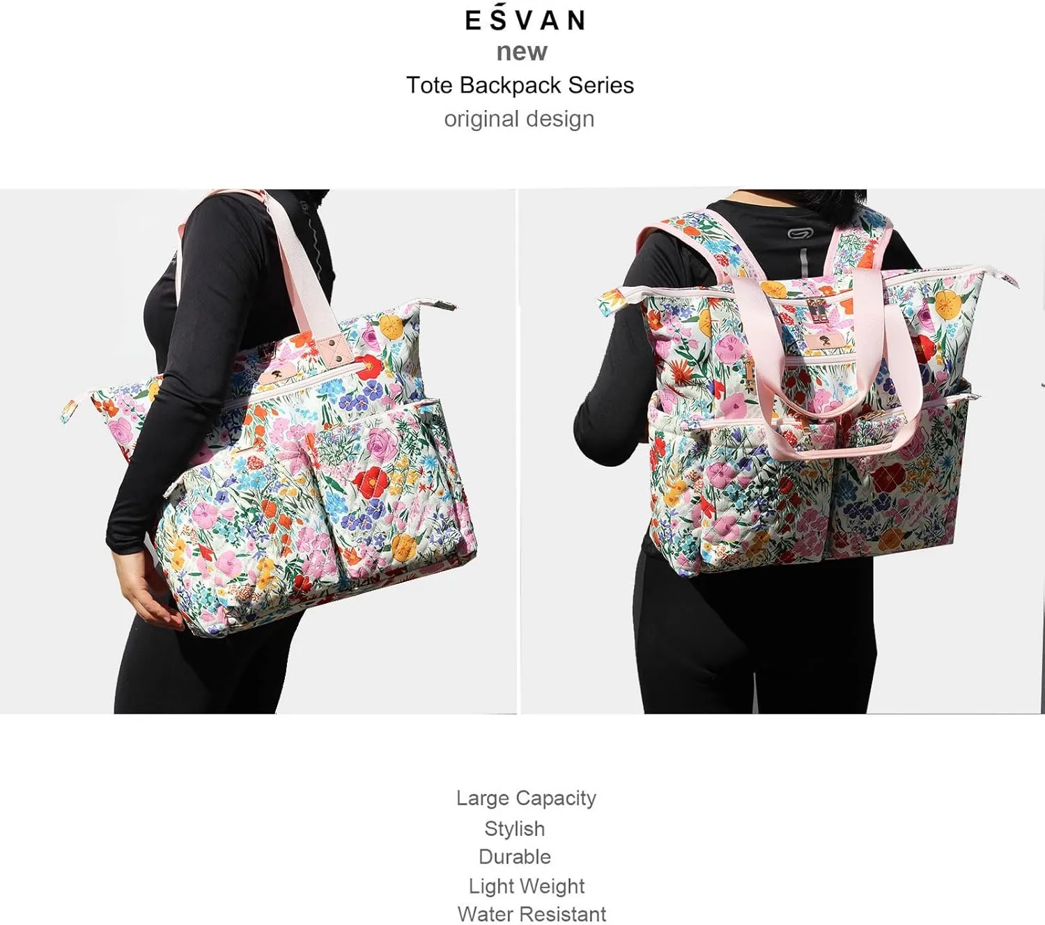 Diaper Tote Bag Totepack Backpack 2 in 1 for Women Multifunctional Large Capacity with Insulated Pockets Travel