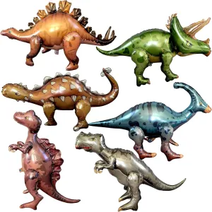 Dinosaur Balloon Set of 6 JUMBO Mylar Walking Foil Balloons