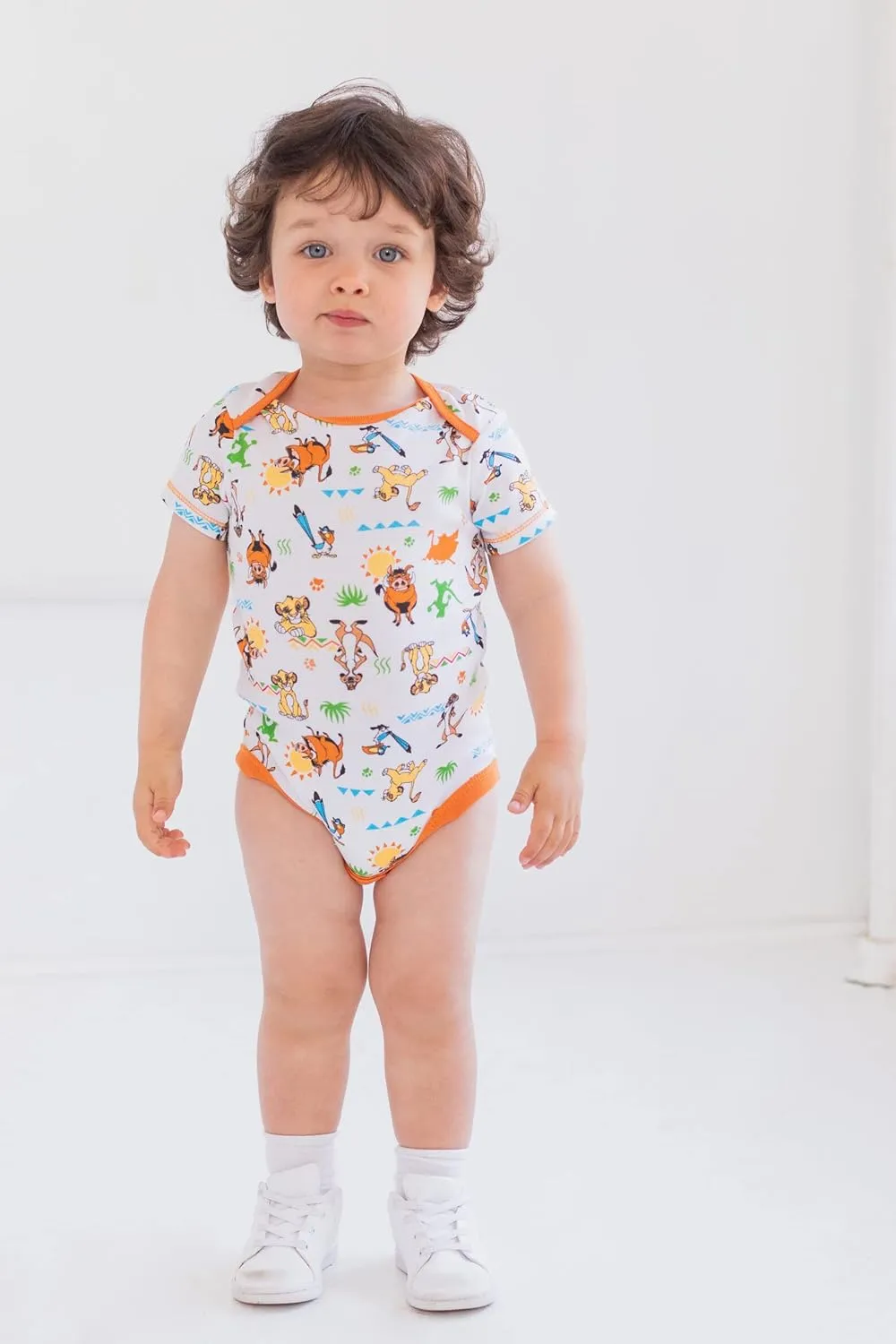 Disney Mickey Mouse Lion King Winnie the Pooh Pixar Toy Story Finding Nemo Baby 5 Pack Bodysuits Newborn to Infant