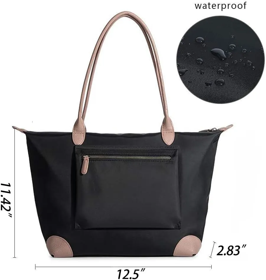 DORIS&JACKY Tote Bag For Women Large Lightweight Designer Leather Nylon Work Shoulder Bag And Foldable Travel Purse