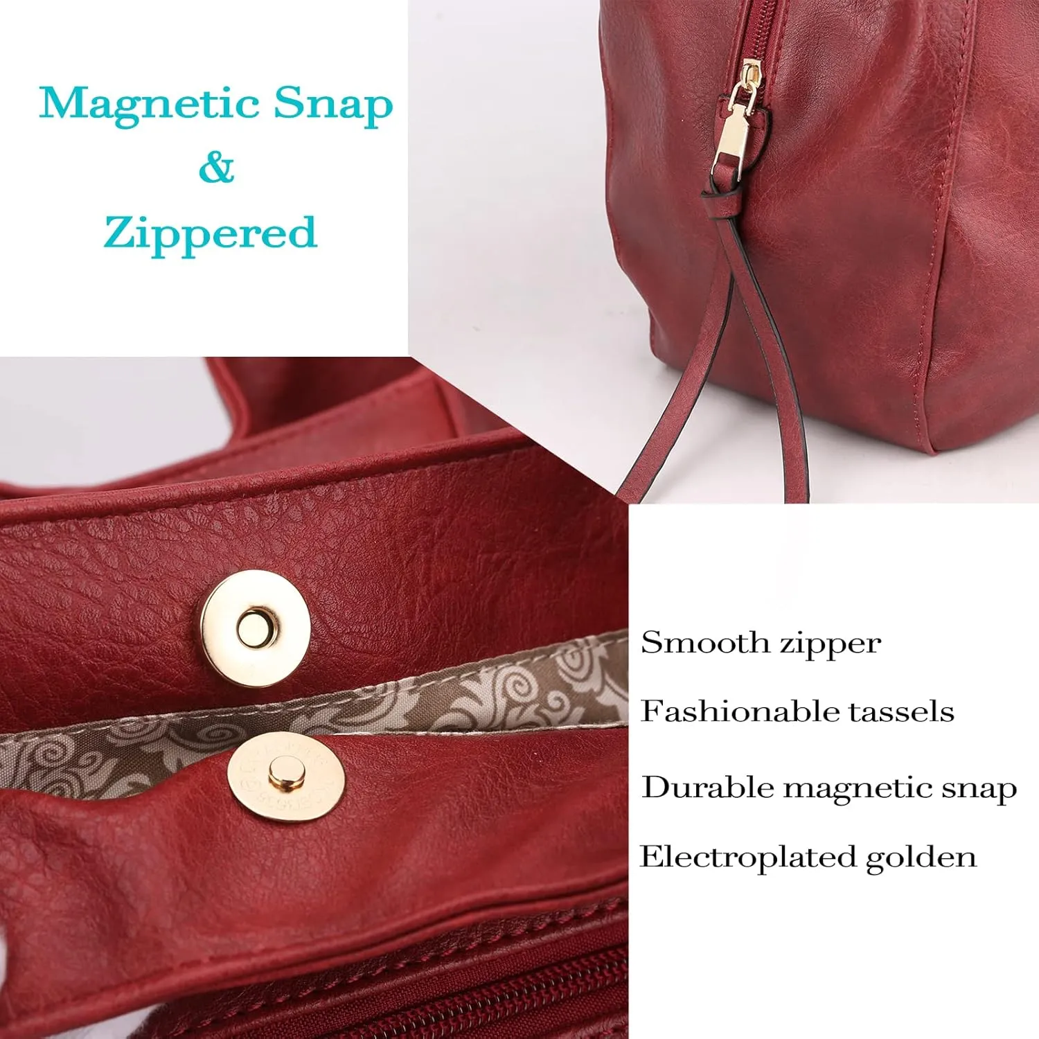 DOURR Women's Multi-pocket Shoulder Bag Fashion Vegan Leather Handbag Tote Purse