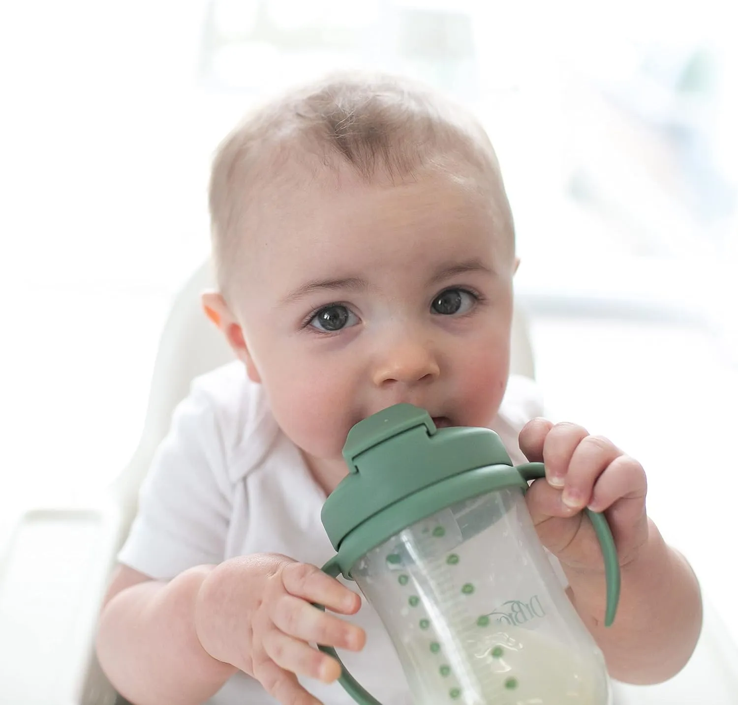 Dr. Brown's Milestones, Baby's First Straw Cup Sippy Cup with Straw, 6m , 9oz/270ml, 2 Pack, Coral & Olive Green, BPA Free