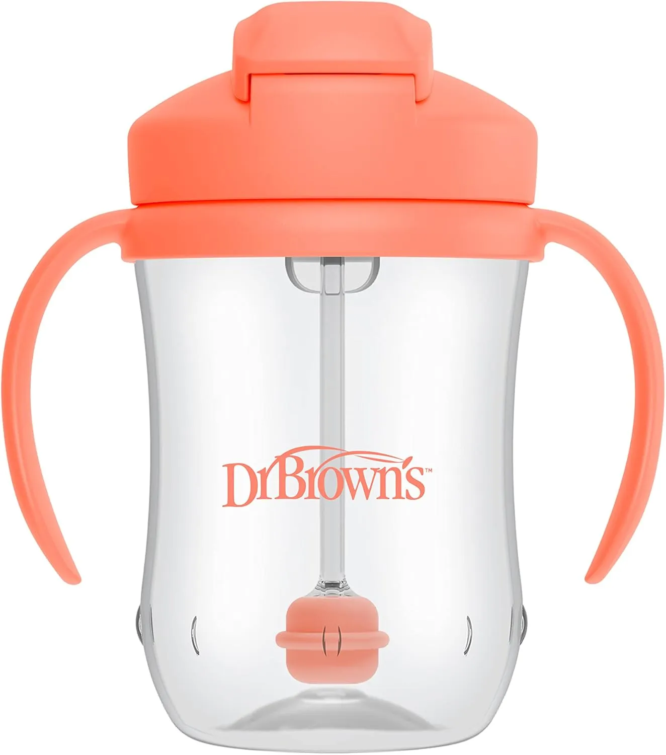 Dr. Brown's Milestones, Baby's First Straw Cup Sippy Cup with Straw, 6m , 9oz/270ml, 2 Pack, Coral & Olive Green, BPA Free