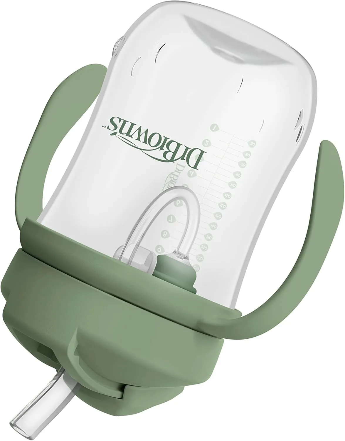 Dr. Brown's Milestones, Baby's First Straw Cup Sippy Cup with Straw, 6m , 9oz/270ml, 2 Pack, Coral & Olive Green, BPA Free