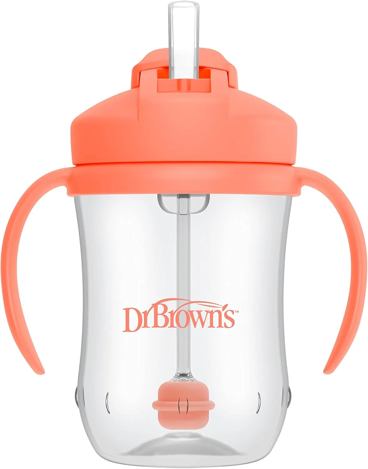 Dr. Brown's Milestones, Baby's First Straw Cup Sippy Cup with Straw, 6m , 9oz/270ml, 2 Pack, Coral & Olive Green, BPA Free