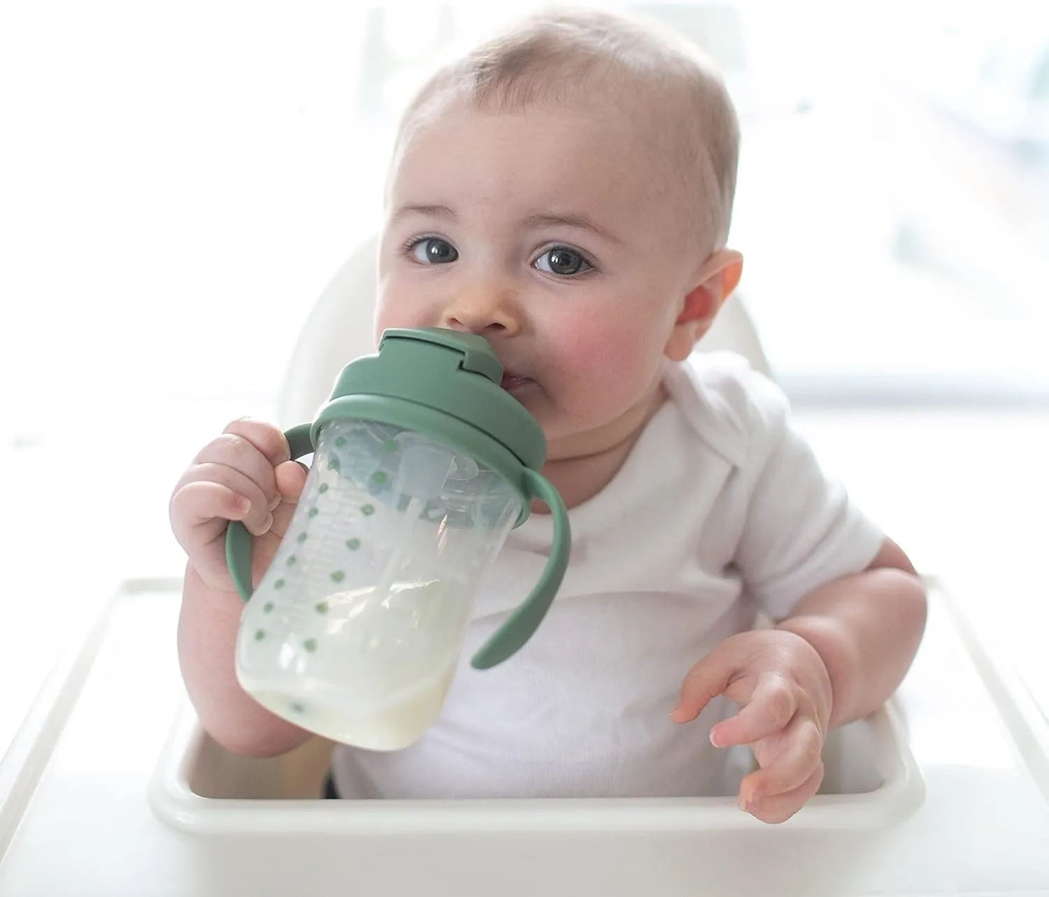 Dr. Brown's Milestones, Baby's First Straw Cup Sippy Cup with Straw, 6m , 9oz/270ml, 2 Pack, Coral & Olive Green, BPA Free