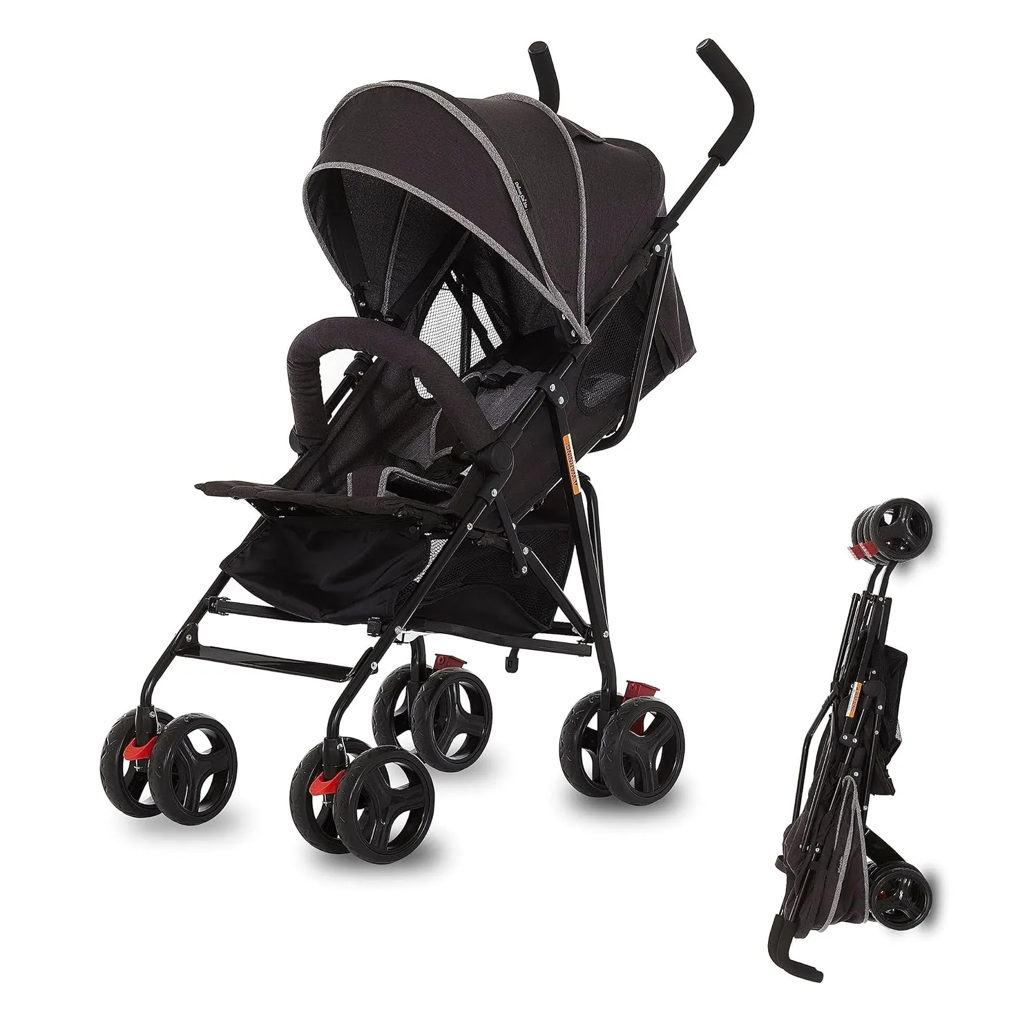 Dream On Me Vista Moonwalk Baby Stroller in Black, Lightweight Infant Stroller with Compact Fold, Multi-Position Recline Umbrella Stroller with Canopy, Extra Large Storage and Cup Holder