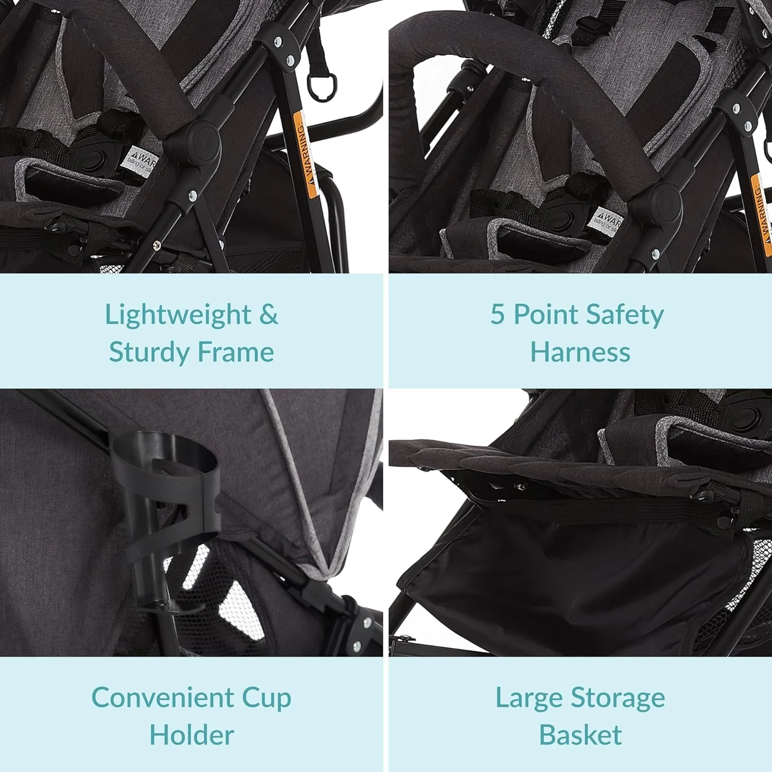 Dream On Me Vista Moonwalk Baby Stroller in Black, Lightweight Infant Stroller with Compact Fold, Multi-Position Recline Umbrella Stroller with Canopy, Extra Large Storage and Cup Holder