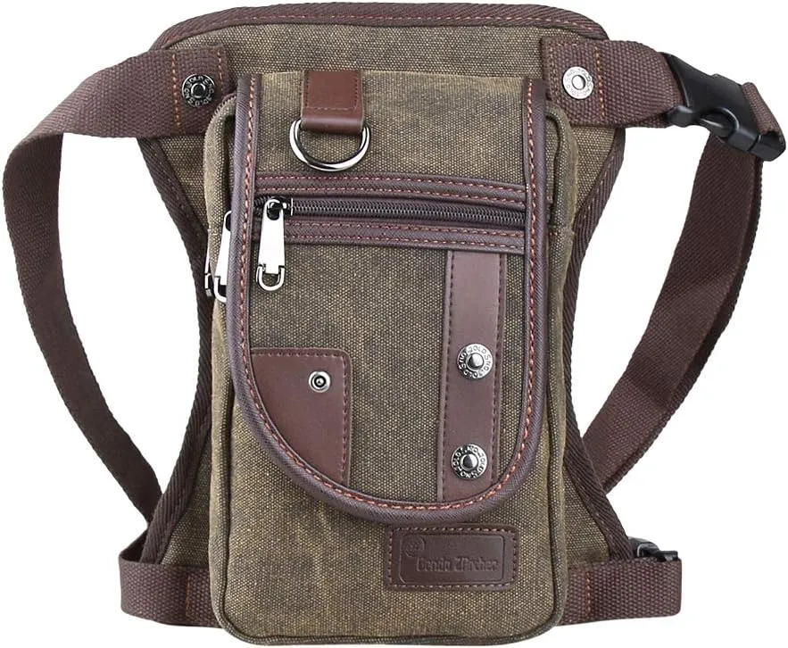 Drop Leg bag Motorcycle Durable Canvas Multi-Pocket Support Max Waistline of 56 Inch