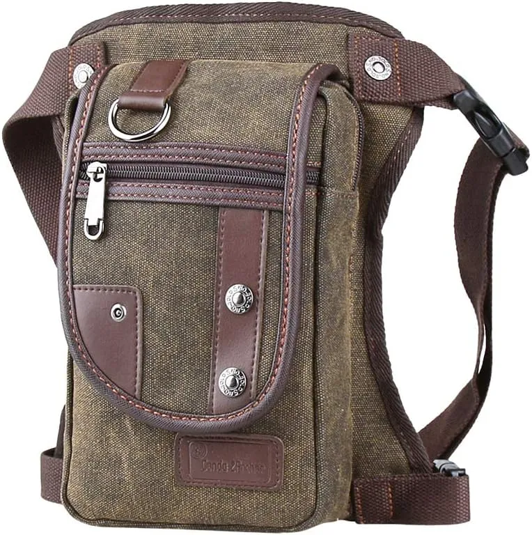 Drop Leg bag Motorcycle Durable Canvas Multi-Pocket Support Max Waistline of 56 Inch