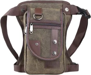 Drop Leg bag Motorcycle Durable Canvas Multi-Pocket Support Max Waistline of 56 Inch