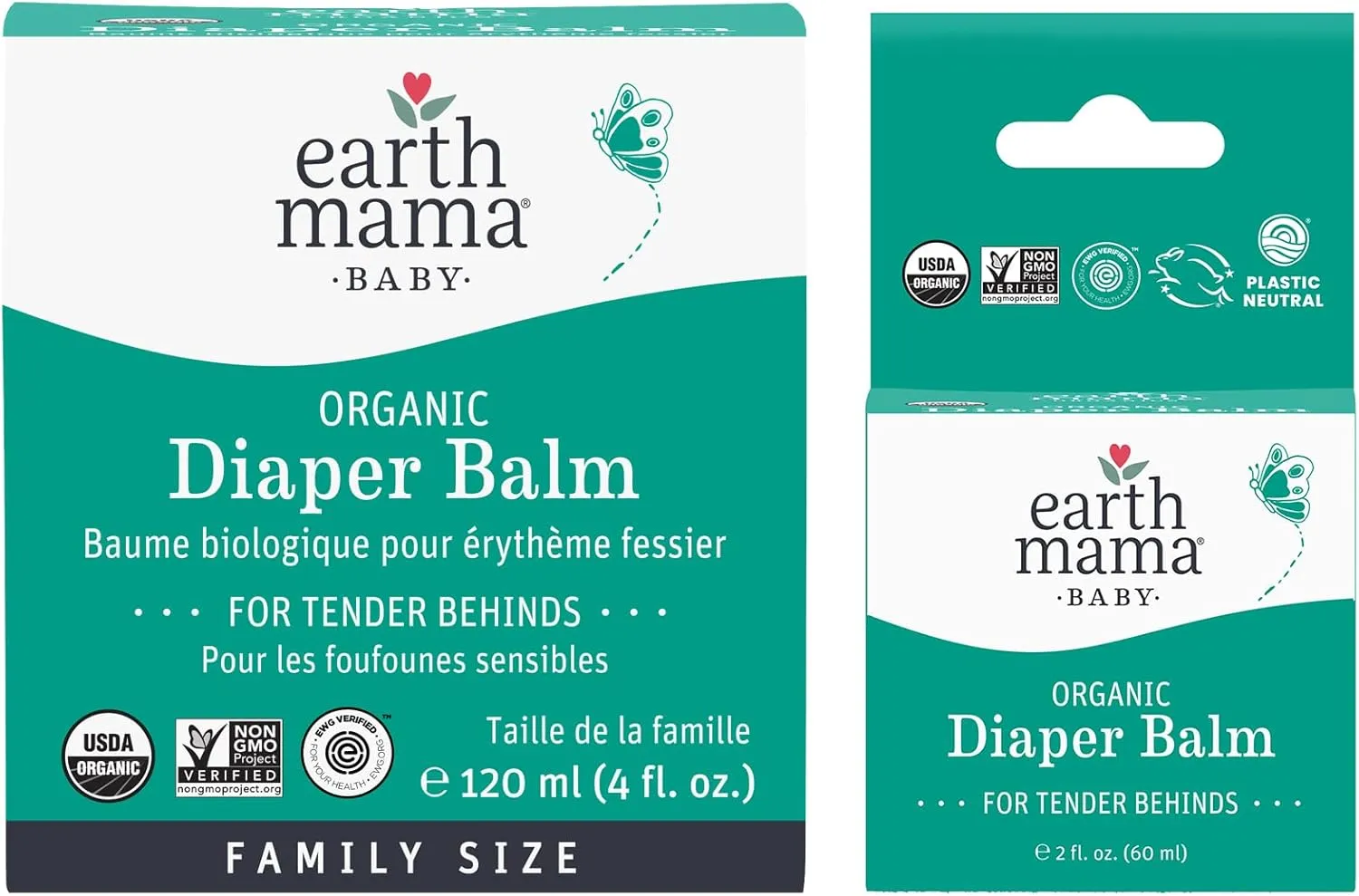 Earth Mama Organic Diaper Balm Multipurpose Baby Ointment Set | EWG Verified, Petroleum & Fragrance Free with Calendula for Sensitive Skin
