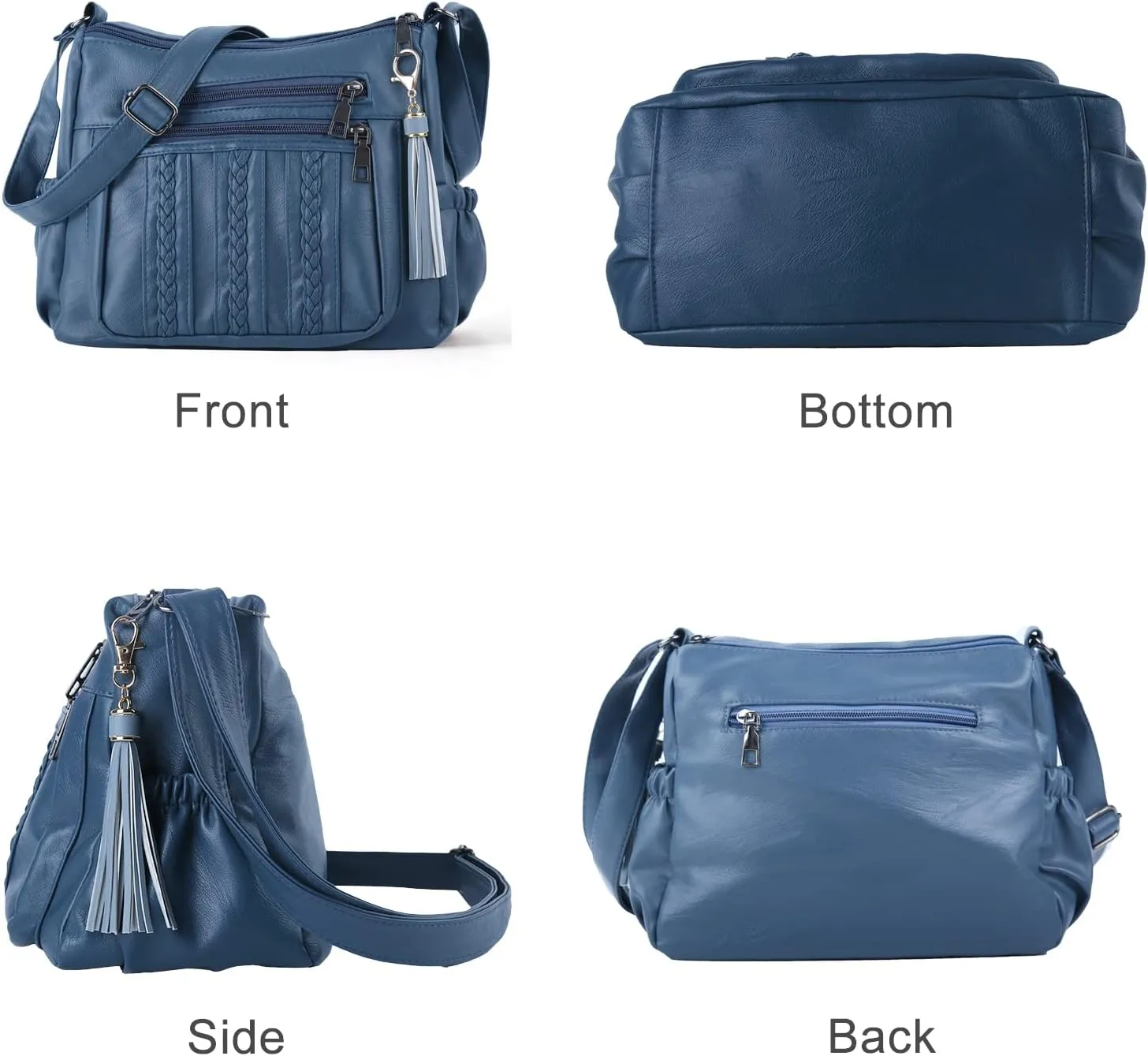 ELDA Purses for Women Pocketbooks Soft PU Leather Ladies Crossbody Purse Multi Pocket Shoulder Bag